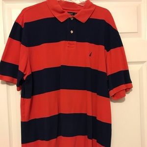 Nautica Men’s 2X Navy And Salmon Polo Shirt